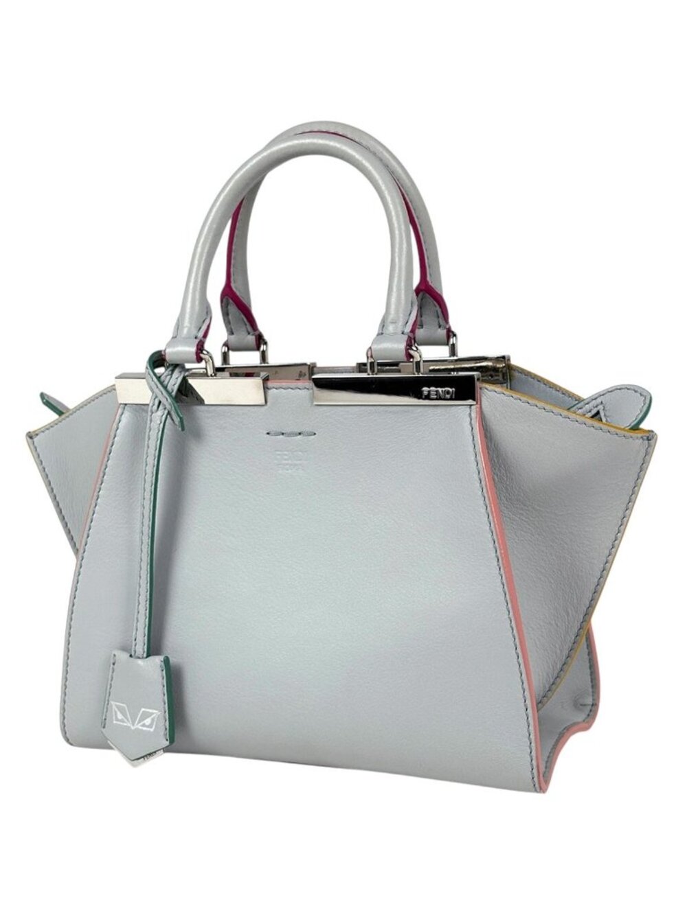 Fendi Handbag 2-Way Leather Light Gray